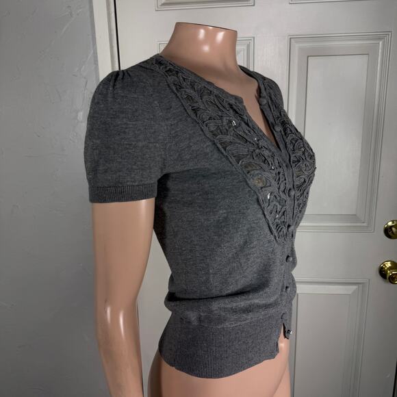 Vintage Y2K Forever 21 Women's sweater S Sequin Crop Cardigan Knit S/S JJ8 - Picture 5 of 7